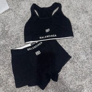 Balenciaga Black Sports Bra and Shorts Set